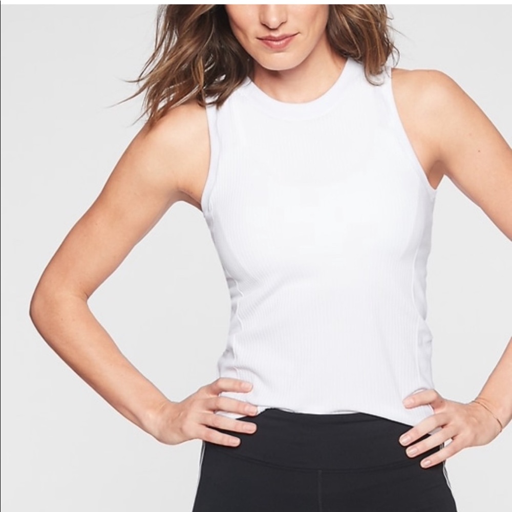 Athleta Renew High Hip Ribbed Tank // White // Size Small